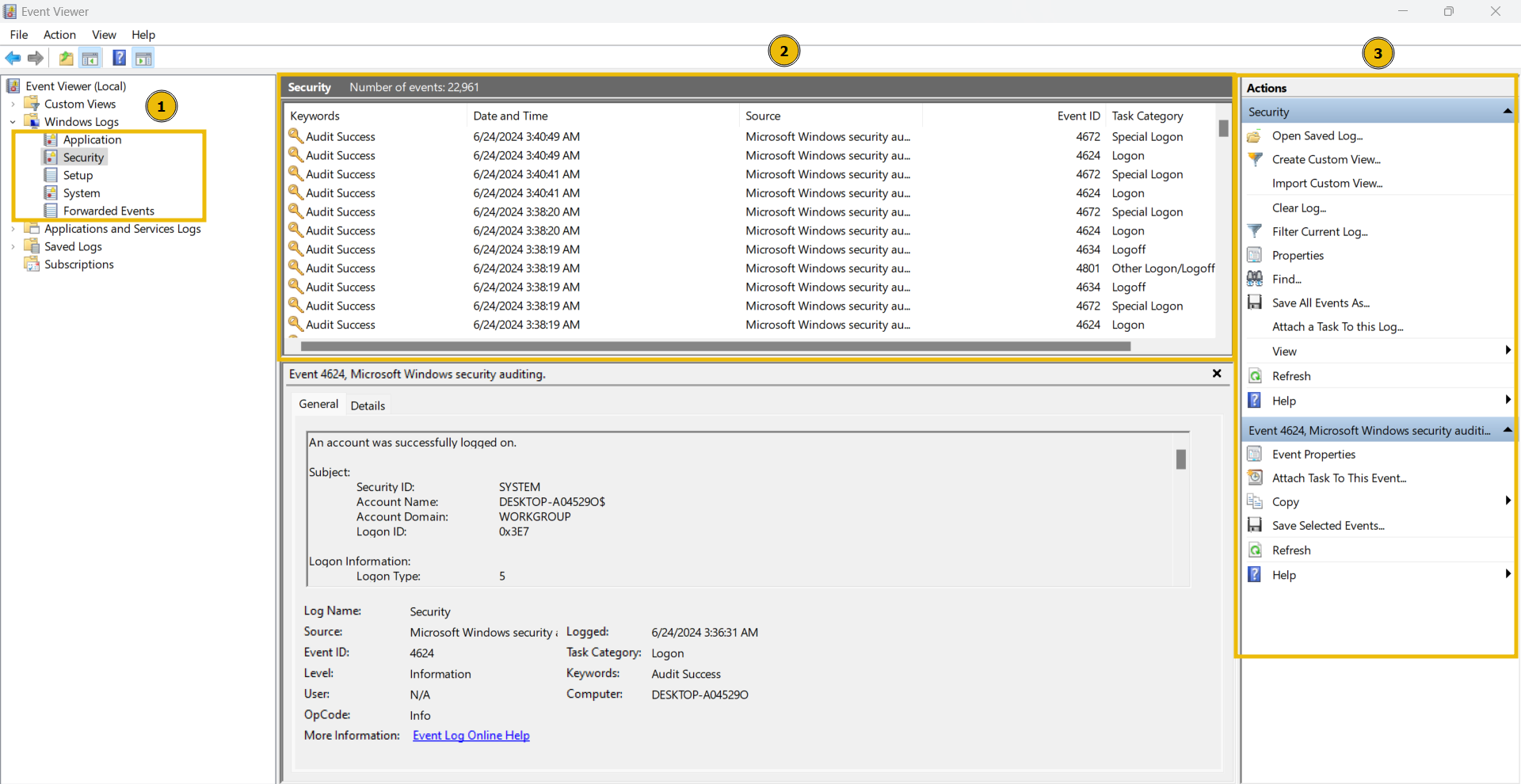 Windows Event Logs Analysis