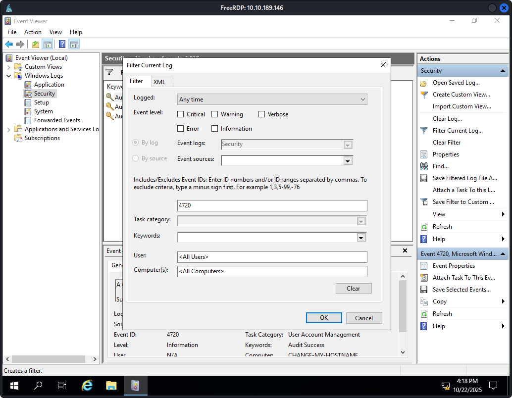 Windows Event Logs Analysis