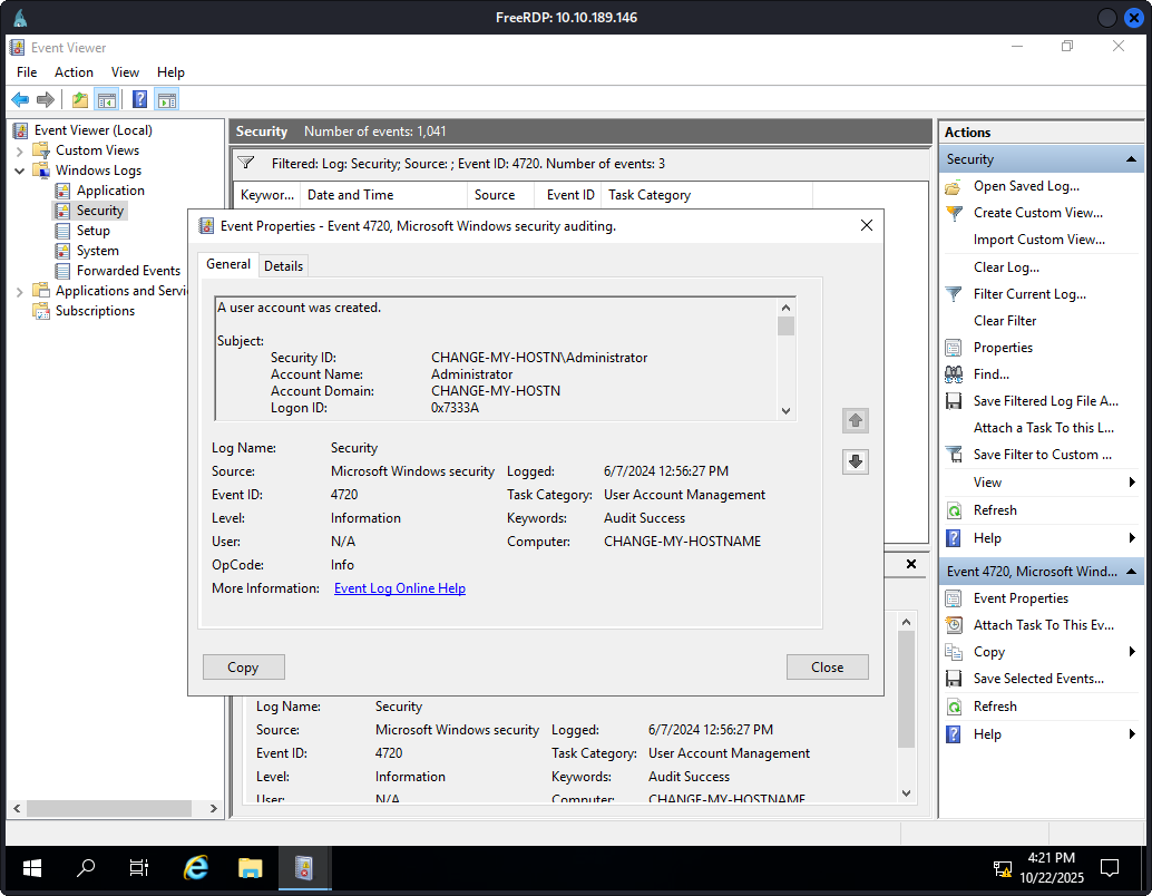Windows Event Logs Analysis
