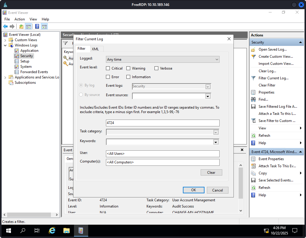 Windows Event Logs Analysis
