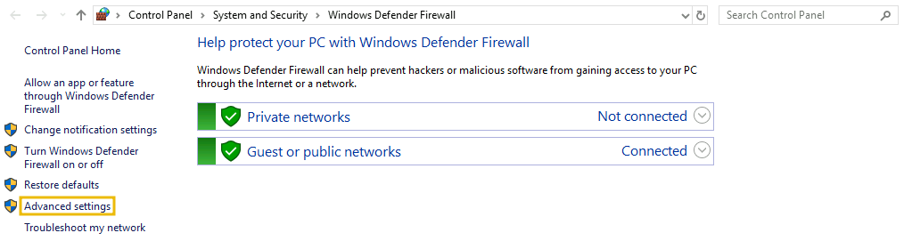 Windows Defender Firewall