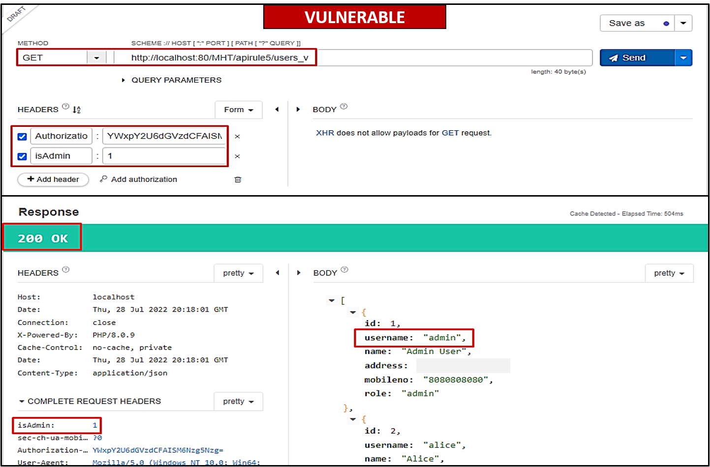 Vulnerability V - Broken Function Level Authorisation