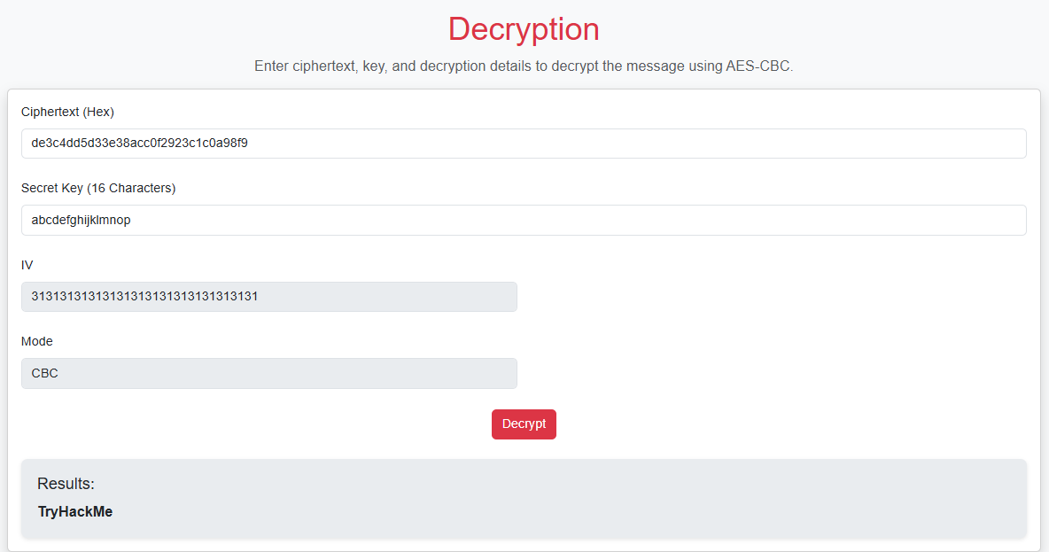 CBC Mode - Decryption