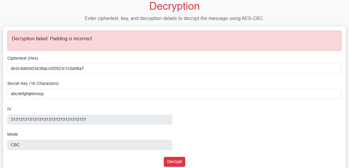 CBC Mode - Decryption