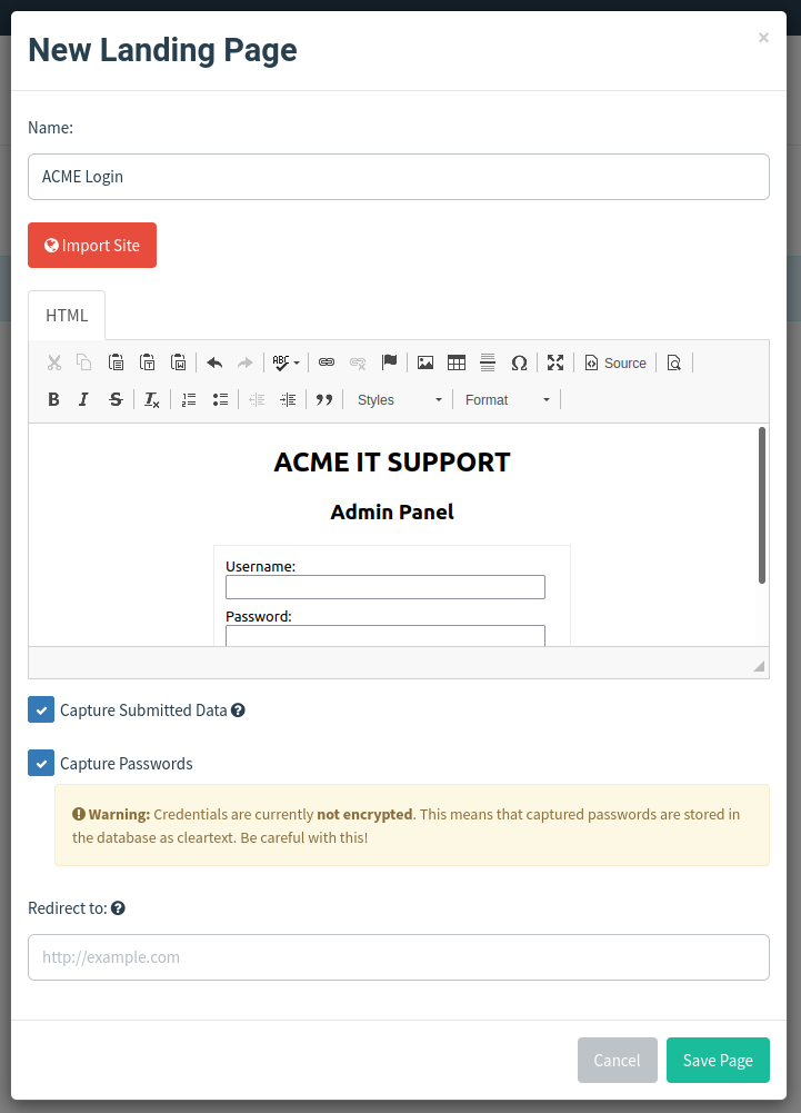 Using GoPhish