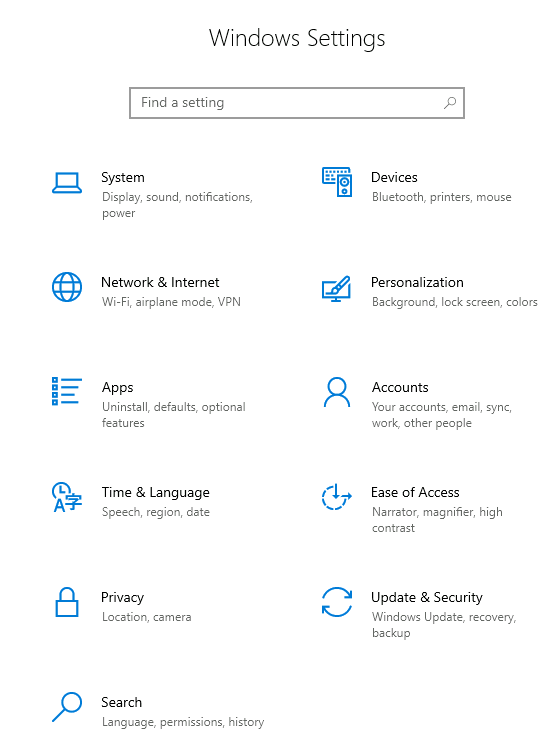 Settings and the Control Panel